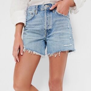 Agolde Parker Long Vintage Cutoff Denim Shorts